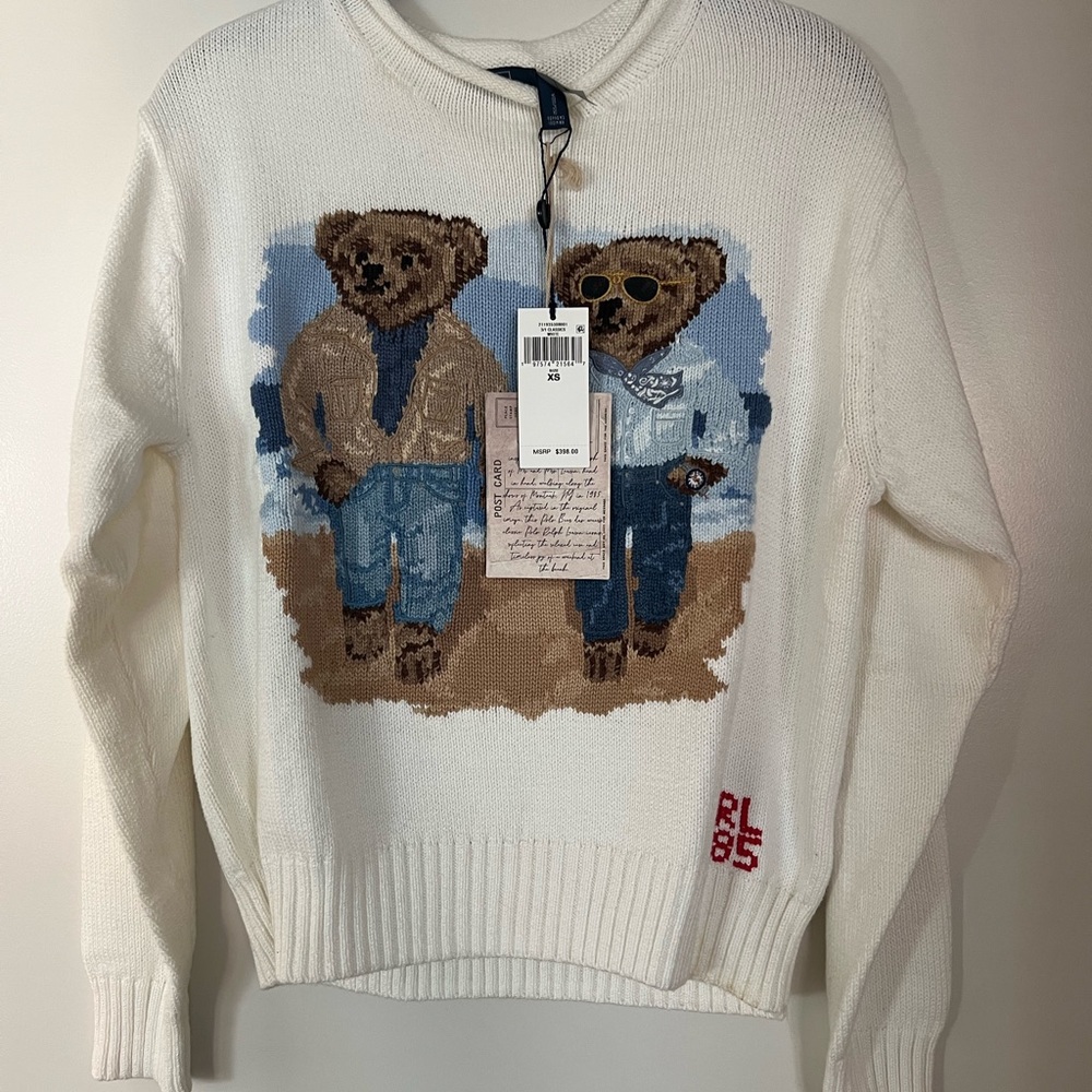Polo Ralph Lauren White Sweater with Bear Design